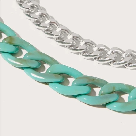 2 Pc. Chunky Acrylic + Chain Bracelet Set - Picture 3 of 4